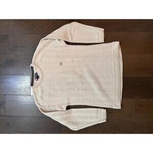 CHAPS Ralph Lauren Men's Crewneck Sweater Beige Chevron Knit Size M 100% Cotton